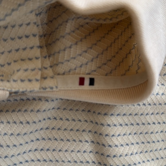 Marbas Made in Italy Polo Shirt Men XL Light Yellow Blue Stripe Golf Mesh Cotton - Picture 5 of 7